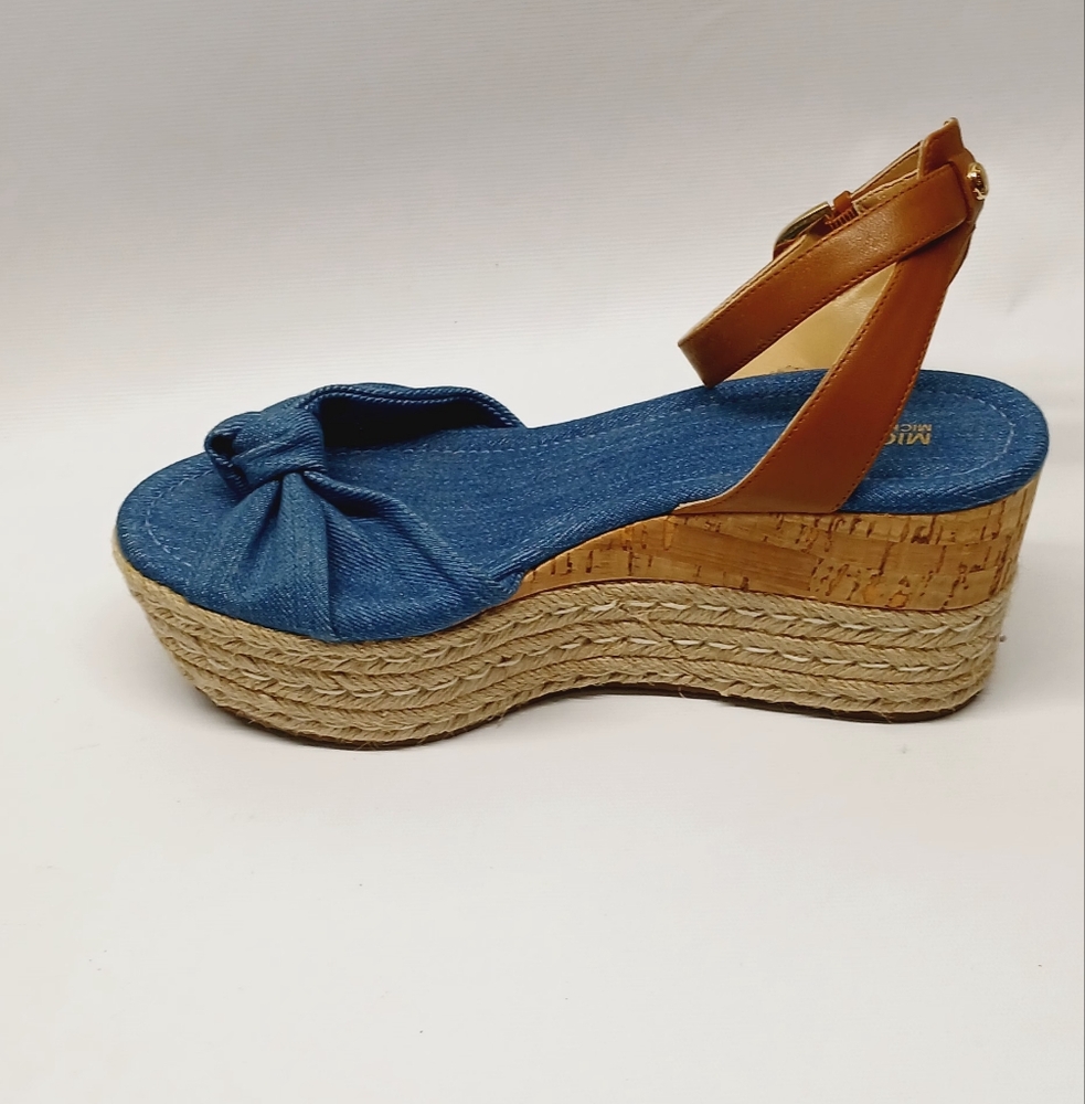 Michael Kors Blue and Tan Women's Wedge Sandals - Picture 2 of 16